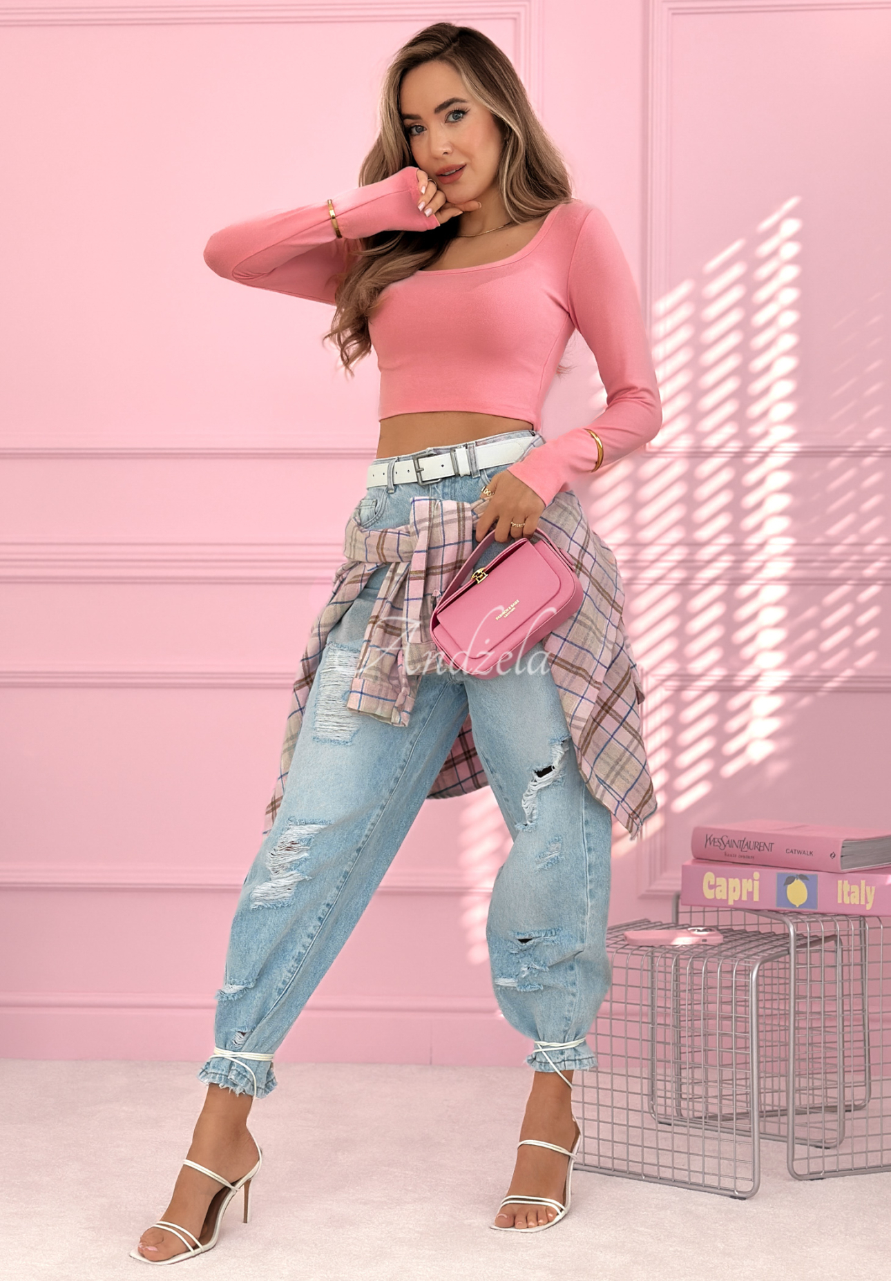 Bluză scurtă din viscoză cu decolteu pătrat Wasn’t Ready