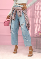 Pantaloni din denim balloon z przetarciami Noah albastre