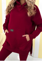 Hanorac z kieszenią i kapturem Siempre burgundowa II