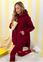 Hanorac z kieszenią i kapturem Siempre burgundowa II