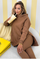 Hanorac z kieszenią i kapturem Siempre camel