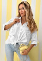 Cămașă z naszytymi kwiatami April Flowers ecru