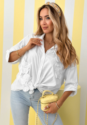 Cămașă din bumbac cu flori aplicate April Flowers