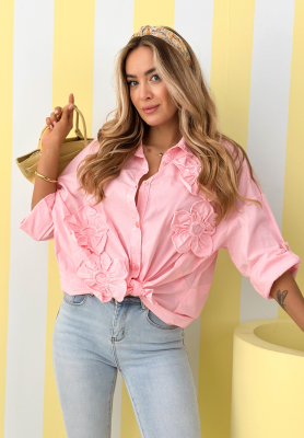 Cămașă din bumbac cu flori aplicate April Flowers