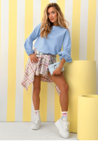 Hanorac z bufiastymi rękawami Silent Power albastru azuriu