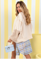 Hanorac z dzianinowym kapturem i rękawami Think About It bej