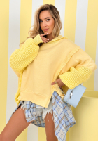 Hanorac z dzianinowym kapturem i rękawami Think About It bej