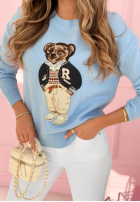 Pulover z misiem Bear Ronnie albastru azuriu