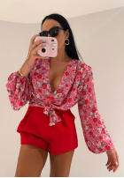 Krótkie spodenki z zakładkami La Milla Camilla roșii