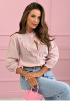 Cămașă z koronkowymi falbankami Sweet Lace roz pudră