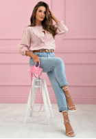Cămașă z koronkowymi falbankami Sweet Lace roz pudră