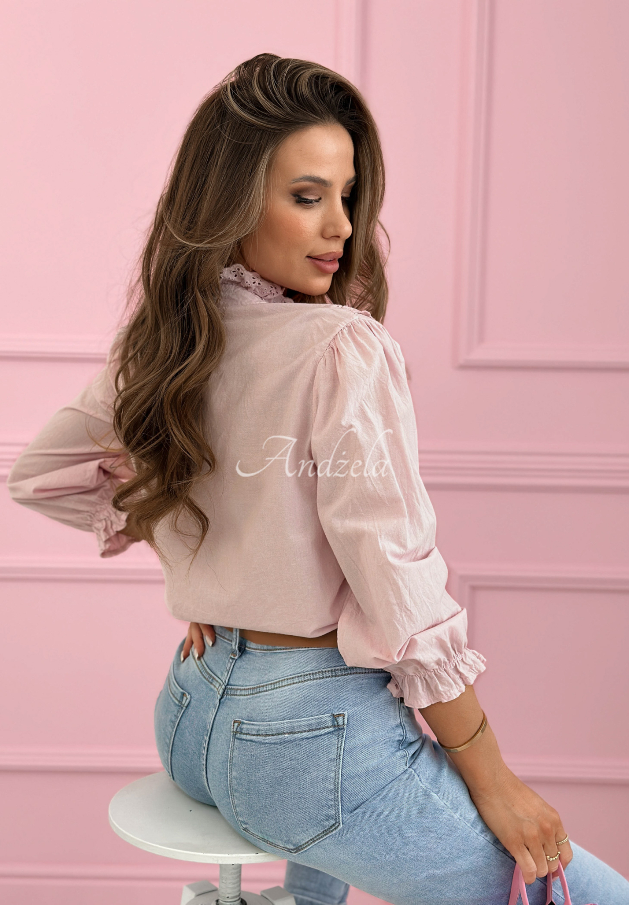 Cămașă din bumbac cu volănașe din dantelă Sweet Lace