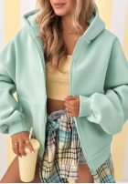 Hanorac z kapturem oversize Don't Tell de culoarea mentei