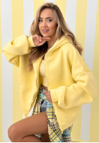 Hanorac z kapturem oversize Don't Tell galben