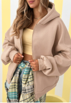 Hanorac z kapturem oversize Don't Tell bej