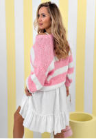 Pulover w paski Strawberry Lollipop biało-roz