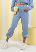 Pantaloni dresowe ze ściągaczami New Season Baddie albastru azuriu