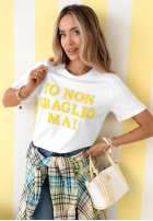 Tricou z napisami Baglio biało-roz