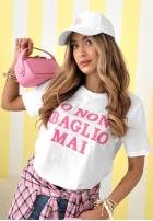 Tricou z napisami Baglio biało-roz