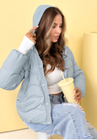 Puchowa Geacă z kapturem Kayla albastru azuriu