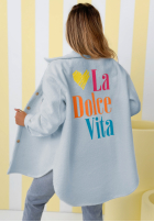 Geacă kożuszek z nadrukami Capri Dolce Vita ecru