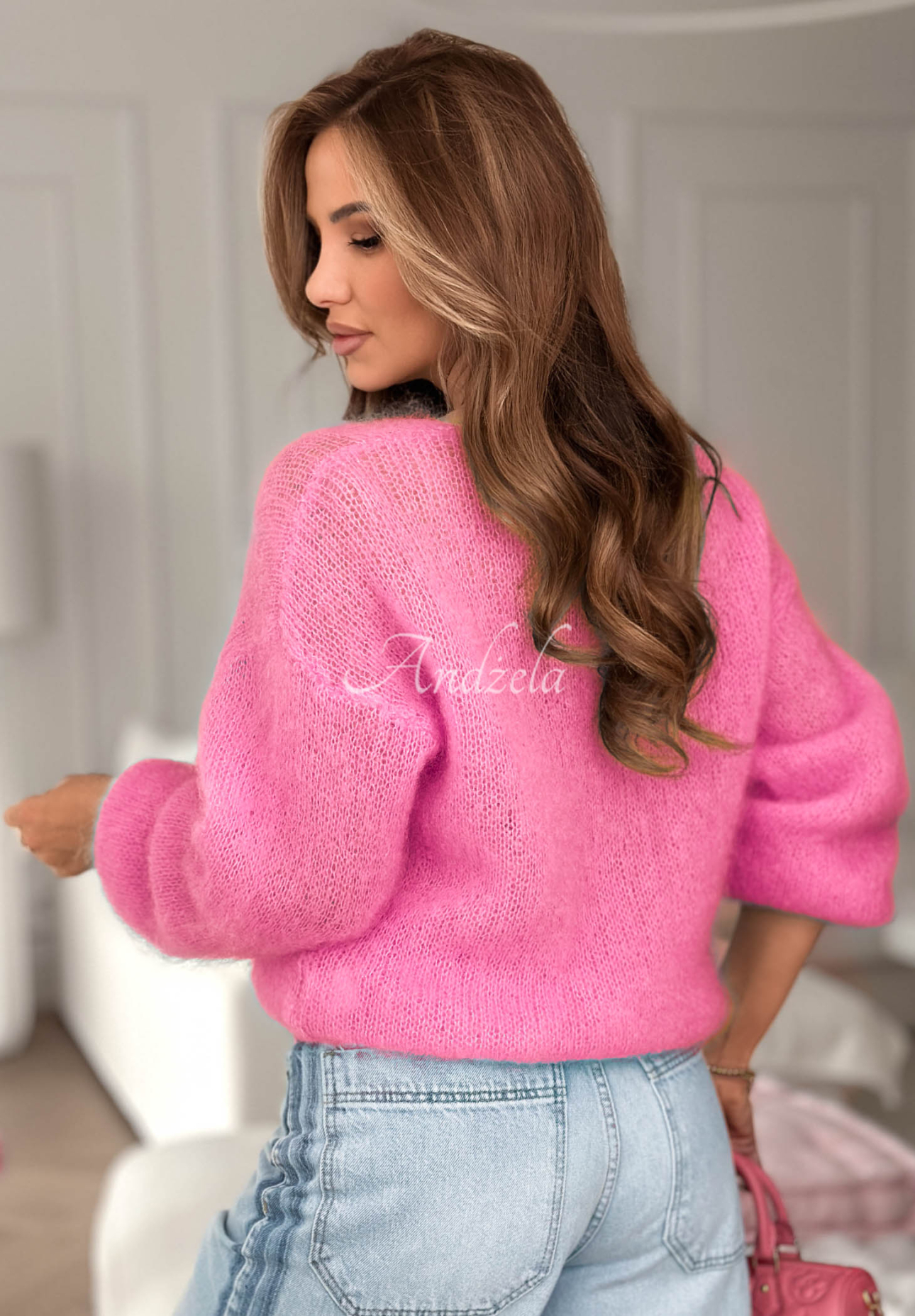 Pulover din mohair cu decolteu în V Sweater Soul