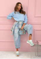 Bluză longsleeve Hey Spring albastru azuriu