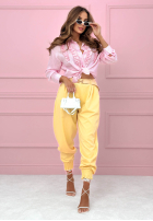 Pasiasta Cămașă z lyocellu z falbankami Spring Garden Party roz pudră