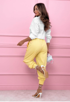 din material textil Pantaloni ze ściągaczami Get Ready galbenă