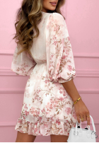 Kwiecista Rochie z falbankami Spring Bouquet roz pudră