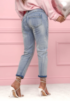 Pantaloni din denim skinny z serduszkami Colorful Hearts albastru deschis