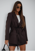 Sacou z wiązaniem She Believed It ciocolatie