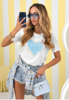 Tricou z nadrukiem Big Heart biało-roz