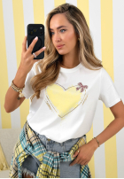 Tricou z nadrukiem Big Heart biało-roz