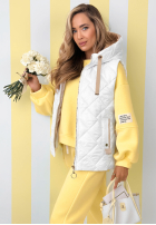 Pikowana Vestă z kapturem Spring Touch albă