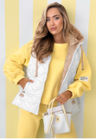 Pikowana Vestă z kapturem Spring Touch albă
