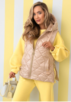 Pikowana Vestă z kapturem Spring Touch albă