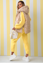 Pikowana Vestă z kapturem Spring Touch albă