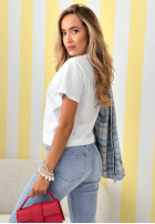 Bawełniany Tricou z haftowanymi muszelkami Gifts From Sea Alb