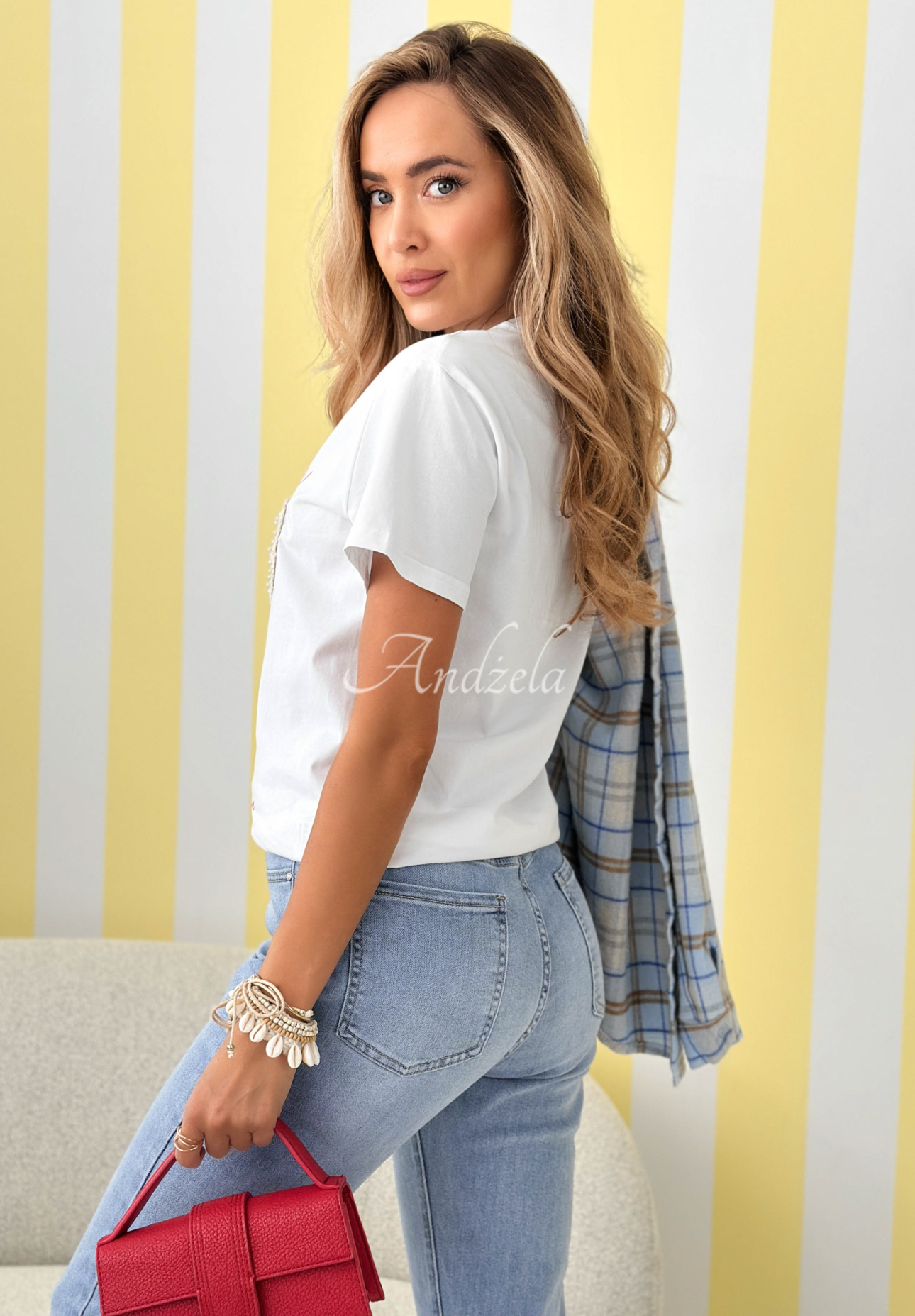 Tricou din bumbac cu scoici brodate Gifts From Sea