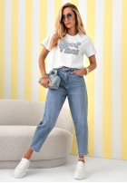 Bawełniany Tricou z nadrukiem Only Good Vibes Alb