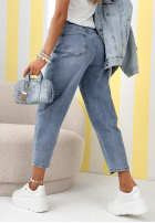 Pantaloni din denim z paskiem Hard To Forget albastre