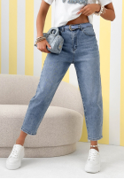 Pantaloni din denim z paskiem Hard To Forget albastre