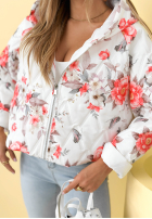 Scurtă pikowana Geacă z kapturem w kwiaty Begonia albastru azuriu