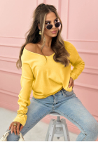 Ușor Pulover z dekoltem Sensibility galbene