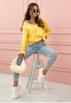 Ușor Pulover z dekoltem Sensibility galbene