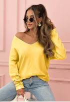 Ușor Pulover z dekoltem Sensibility galbene