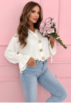 Cămașă z ozdobnymi broszkami Brunch Outfit albă