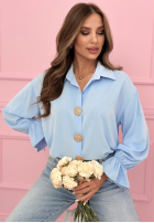 Cămașă z ozdobnymi broszkami Brunch Outfit albastru azuriu