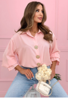 Cămașă z ozdobnymi broszkami Brunch Outfit roz pudră